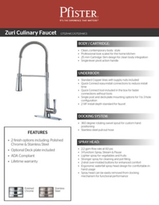 2013 Zuri Culinary Faucet Sell Sheet Cover Thumbnail